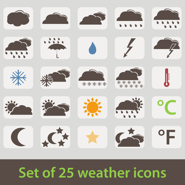 Grand ensemble d'icônes météo de style rétro
 - Vecteur, image