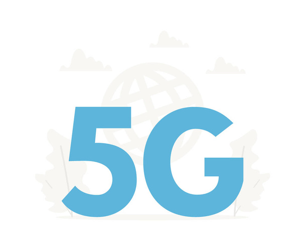 5G langattoman verkon käsite. Viidennen sukupolven internet-tekniikka, viestintä, nopea yhteys
 - Vektori, kuva