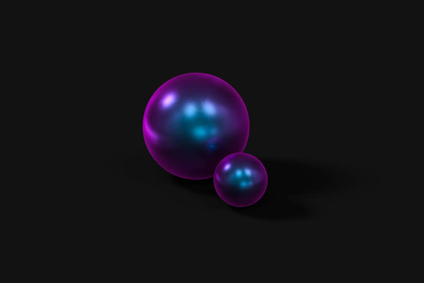 カラフルなサーフェス、暗い背景、3D レンダリングを持つ球体. - 写真・画像