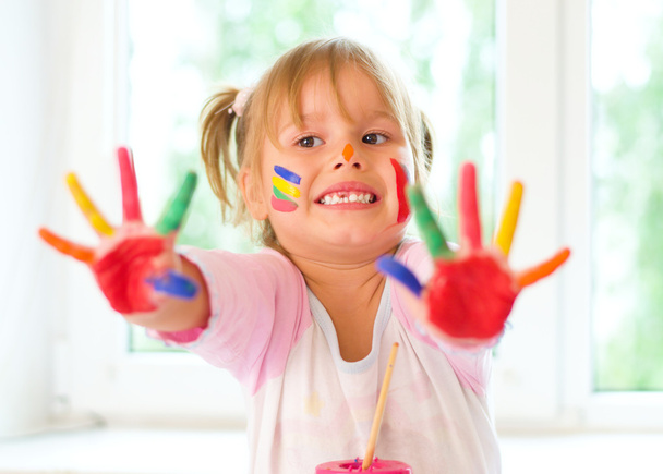 girl with painted hands - Photo, image