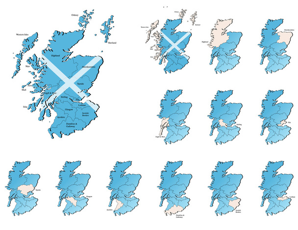 Skócia tartományok térképek - Vektor, kép