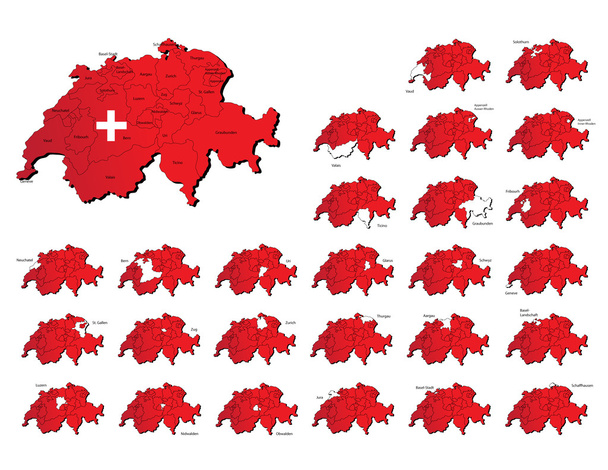 mapy województw Szwajcaria - Wektor, obraz