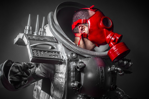 Astronaut, fantasy warrior with huge space weapon - Fotó, kép