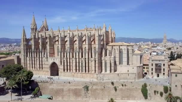 Palma de Mallorca, Spain - Cathedral of Santa Maria of Palma Aerial footage of the Cathedral of Santa Maria of Palma (La Seu) - Footage, Video