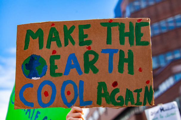 Cardboard sign at ecological rally - Photo, image