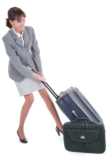 Woman with a luggage - Foto, afbeelding