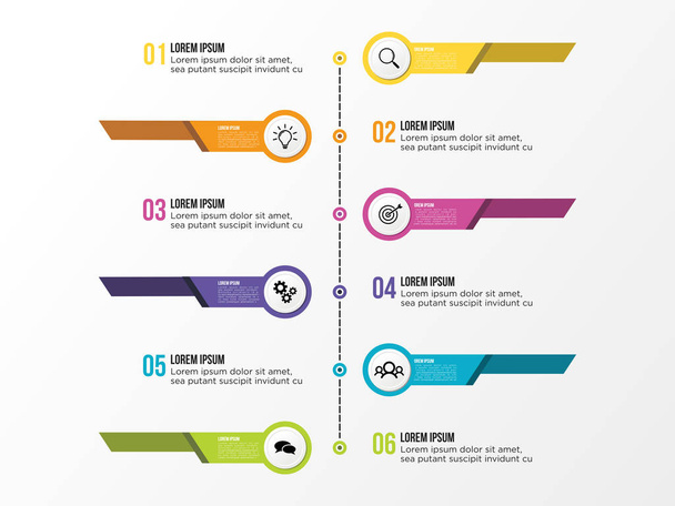 Vector Infographic Design Template with Options Steps and Marketing Icons can be used for info graph, presentations, process, diagrams, annual reports, workflow layout. Vector Illustration - Vettoriali, immagini