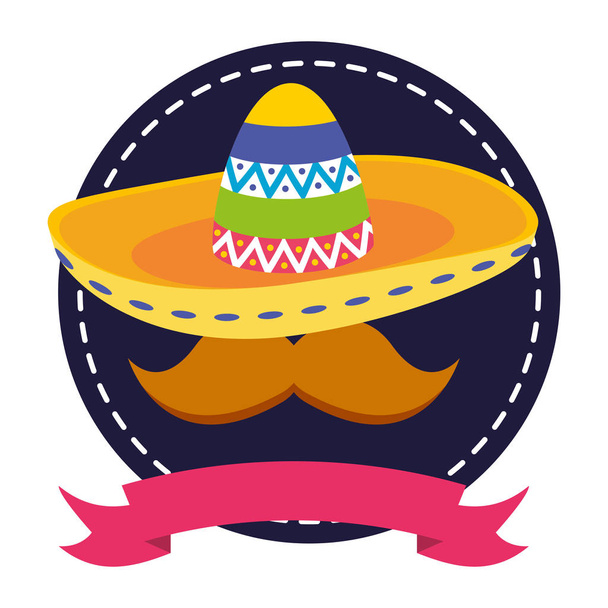 chapeau mexicain traditionnel avec moustache
 - Vecteur, image