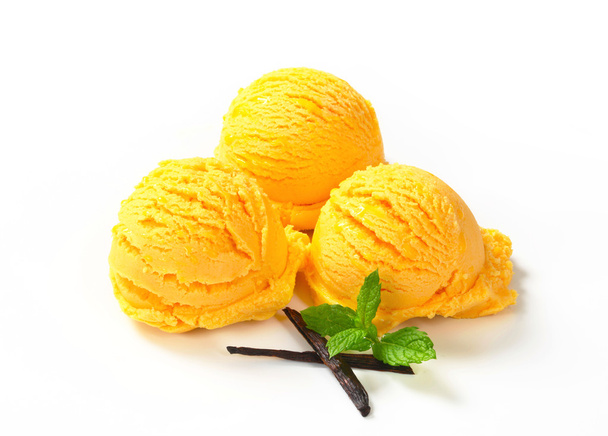Boules de crème glacée jaune
 - Photo, image