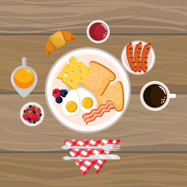 νόστιμα νόστιμο πρωινό κινουμένων σχεδίων - Διάνυσμα, εικόνα