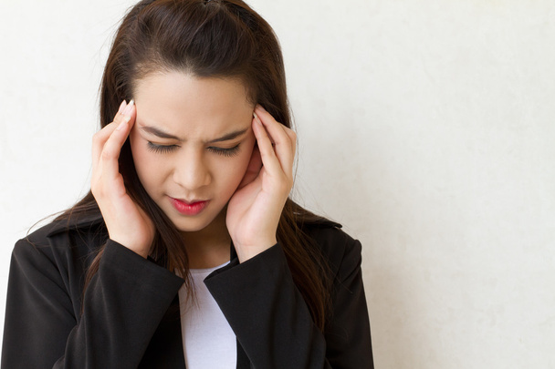 Woman with headache, migraine, stress, insomnia, hangover - Fotografie, Obrázek