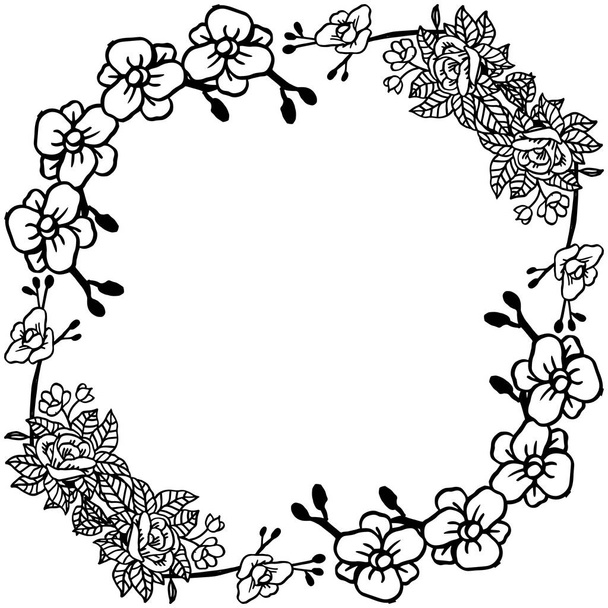 Black and white floral frame with style unique and elegant, for wallpaper design of card. Vector - Vector, Image