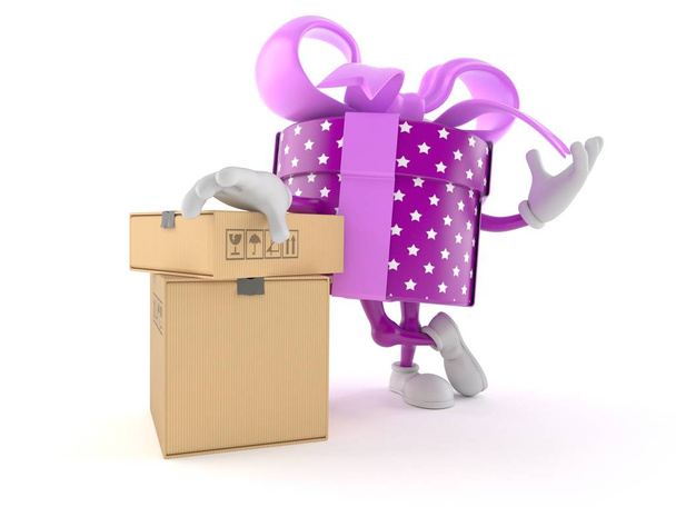 Χαρακτήρας δώρου με στοίβα από κουτιά - Φωτογραφία, εικόνα