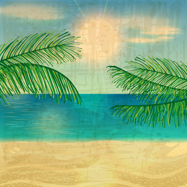 レトロなビーチの図 - ベクター画像