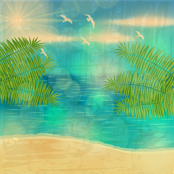 美しいビンテージ夏海辺の図 - ベクター画像