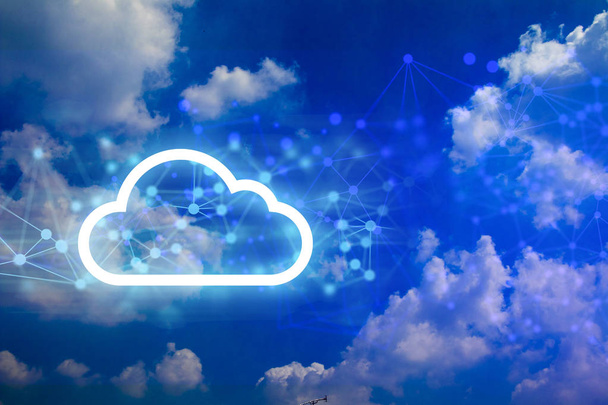 data connection with network sky cloud storage technology internet business concept background - Photo, Image