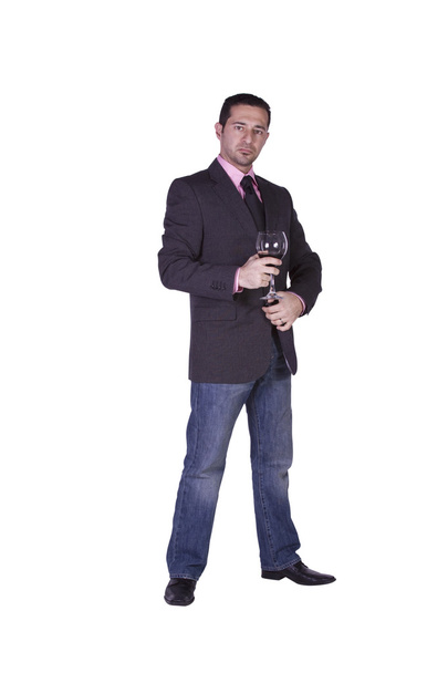 Businessman celebrating with a glass - Фото, зображення