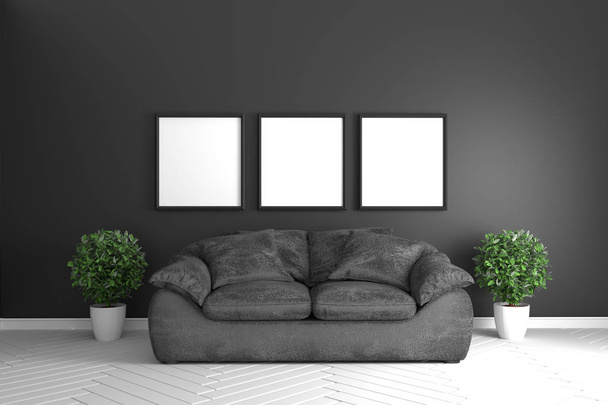 Black room interior - modern tropical style concept with black s - Фото, зображення