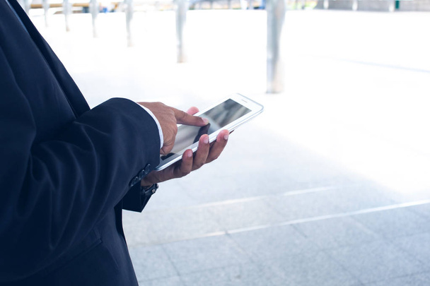 business man with smartphone tablet for network internet - Zdjęcie, obraz