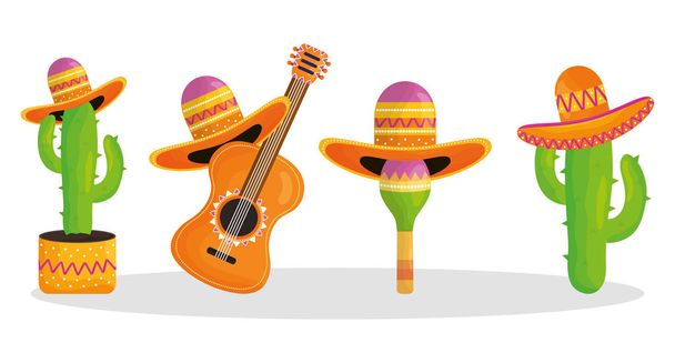 cinco de mayo celebration with group of characters - Vector, Image
