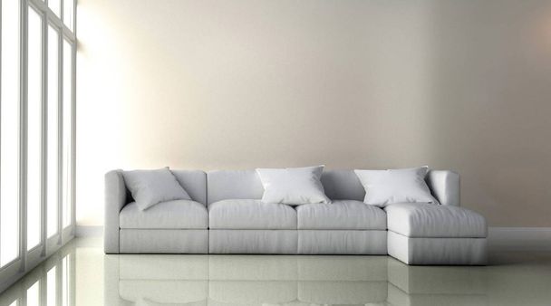 white Leather Chair - Room interior on white wall background. 3D - Foto, immagini