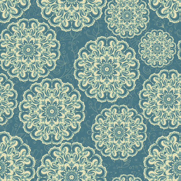 Beautiful blue seamless lace background vector - Vektor, obrázek