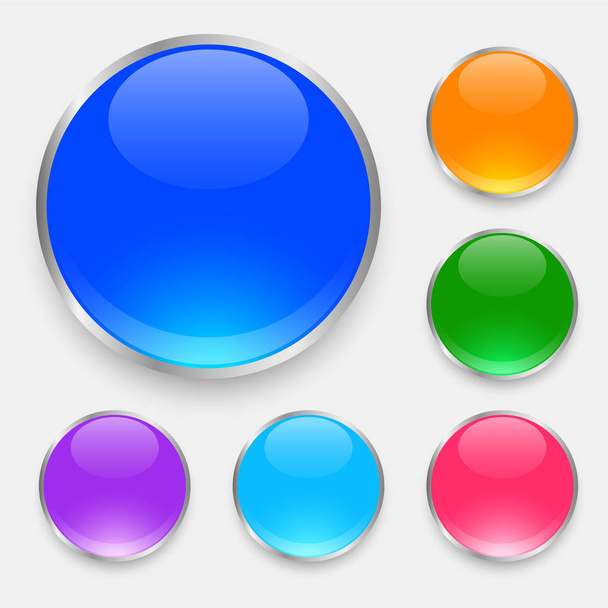 glossy shiny buttons set in many colors - Vector, Imagen