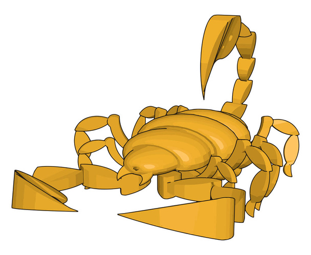 Modus eines 3D-Skorpions, Illustration, Vektor auf weißem Hintergrund. - Vektor, Bild
