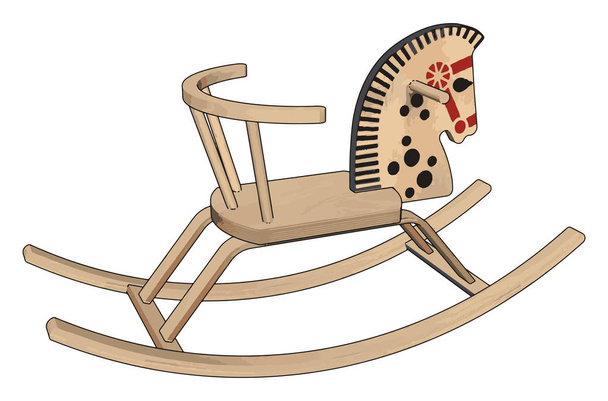 Horse toy for kids, illustration, vector on white background. - Вектор,изображение