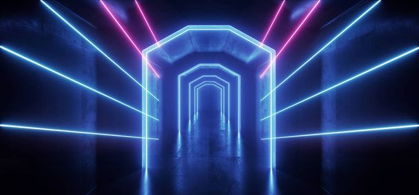 Futuristické sci fi laserové neonové obrazce zářící lehký pulzující purpl - Fotografie, Obrázek