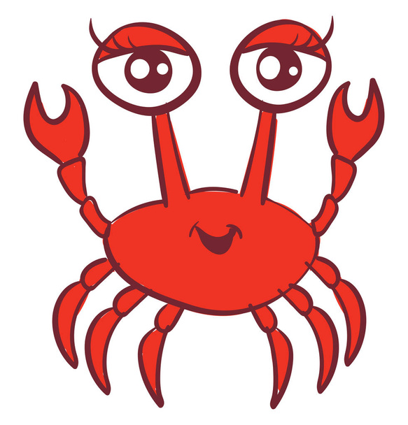 Beauty crab, illustration, vector on white background. - Vector, Image