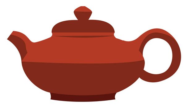 Red chinese teapot, illustration, vector on white background. - ベクター画像
