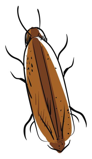 Brown cockroach, illustration, vector on white background. - Vector, Image