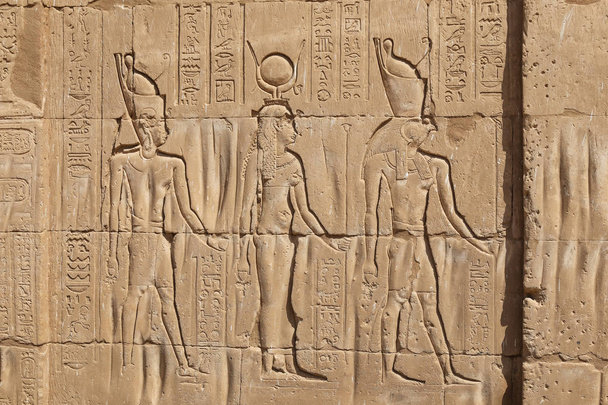 Scéna z chrámu Edfu v Edfu v Egyptě - Fotografie, Obrázek