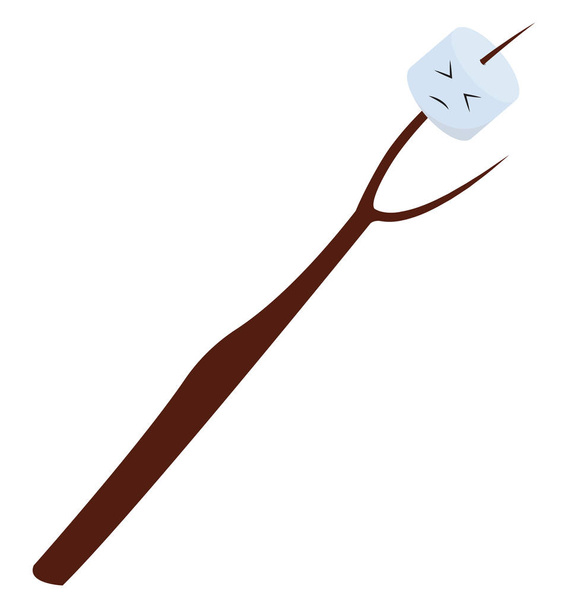 Marshmallow on stick, illustration, vector on white background. - Vector, Image