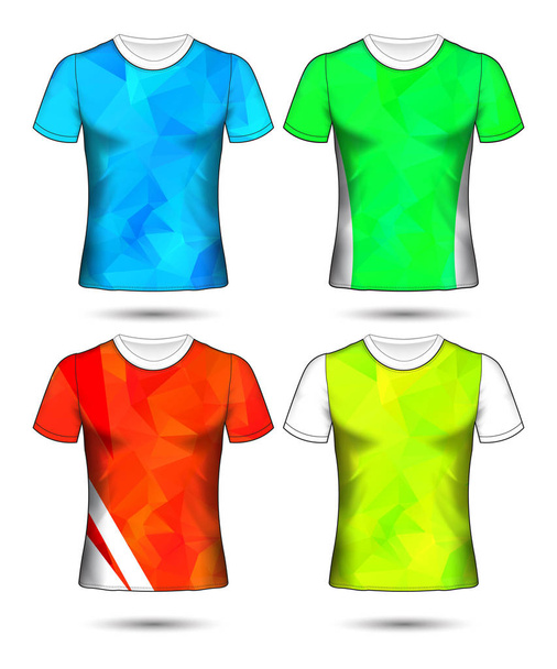  Tričko šablony abstraktní geometrické sbírka různých barev a laků - Vektor, obrázek