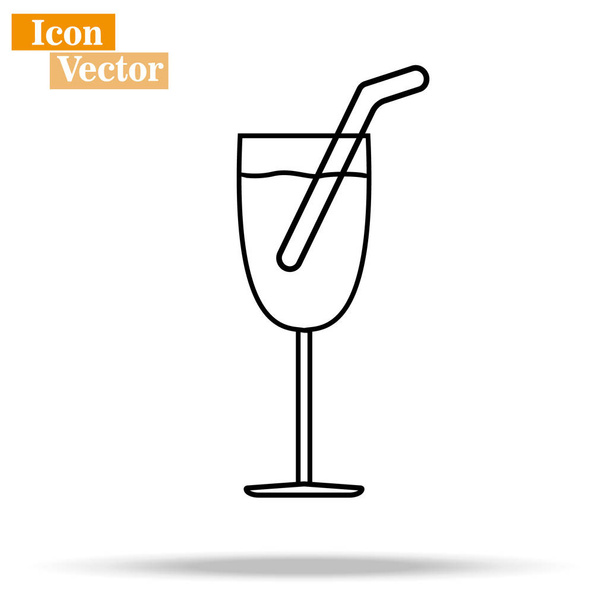 Ikona vektoru koktejlového skla. Alkoholní nápoj plný plochý nápis pro mobilní koncept a návrh webu. Ikona se skleněným glyfem. Symbol, ilustrace loga. Vektorové grafiky dokonalé obrazové body - Vektor, obrázek