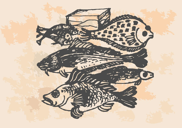 Графічний проект, ретро риба на кухні
 - Вектор, зображення