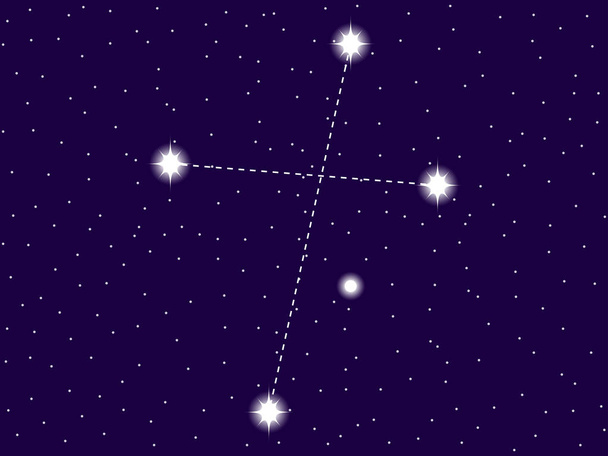 Constelação cruel. Céu estrelado noturno. Signo do zodíaco. Conjunto de estrelas e galáxias. Espaço profundo. Ilustração vetorial
 - Vetor, Imagem