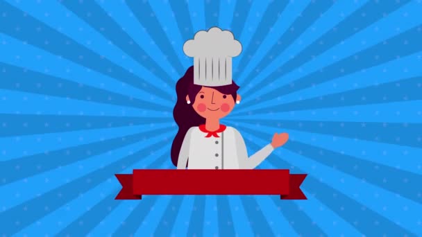 ψυχαγωγία ημέρα εργασίας με θηλυκό σεφ - Πλάνα, βίντεο