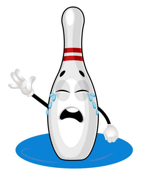 Bowling pin crying, illustration, vector on white background. - Vector, Image