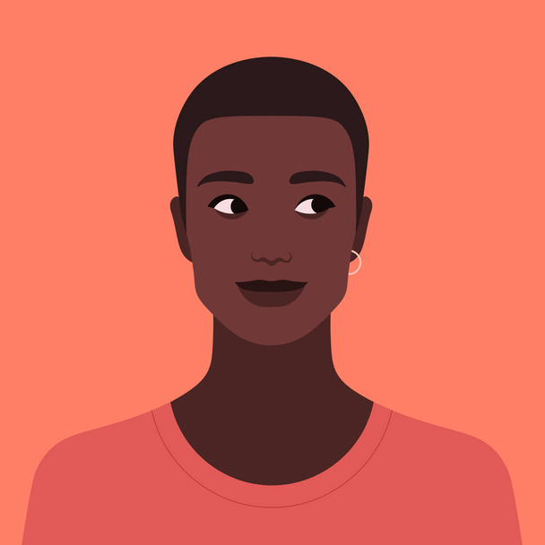 Retrato de un tipo africano curioso. Avatar de un joven. Ilustración plana del vector
 - Vector, Imagen