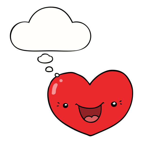 cartoon love heart character and thought bubble - Vector, Image