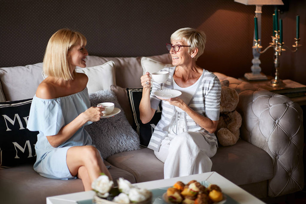 Women in pleasant talk at home - Foto, Bild