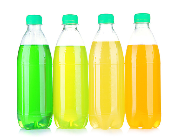 Bottles with tasty drinks, isolated on white - Foto, Bild