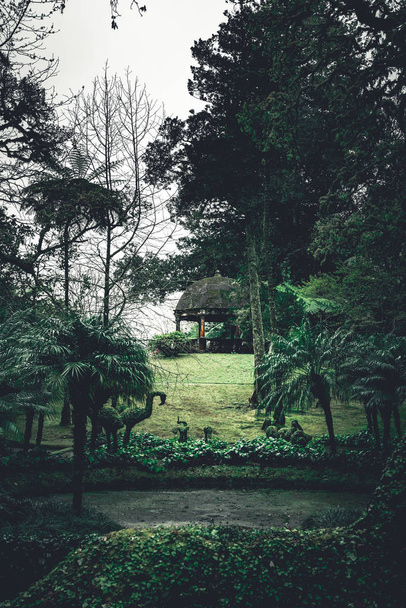 Садовый парк "Терра ностра" на острове Сао, Фафас, Азорские острова. Он находится посреди этой великолепной водной системы
. - Фото, изображение