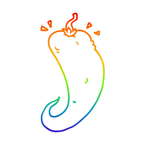rainbow gradient line drawing cartoon chili pepper - Vector, Image