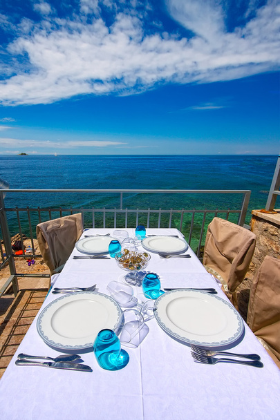 Croatia,Rovinj. The view from the restaurant on the Adriatic - Foto, afbeelding