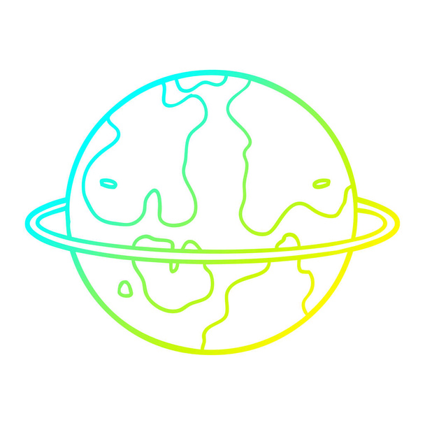 línea de gradiente frío dibujo dibujos animados planeta alienígena
 - Vector, Imagen