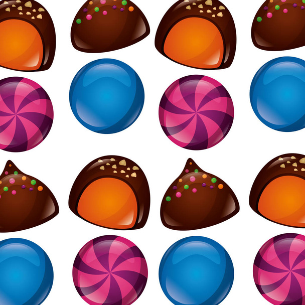 sweet candies icon pattern - Vector, Imagen